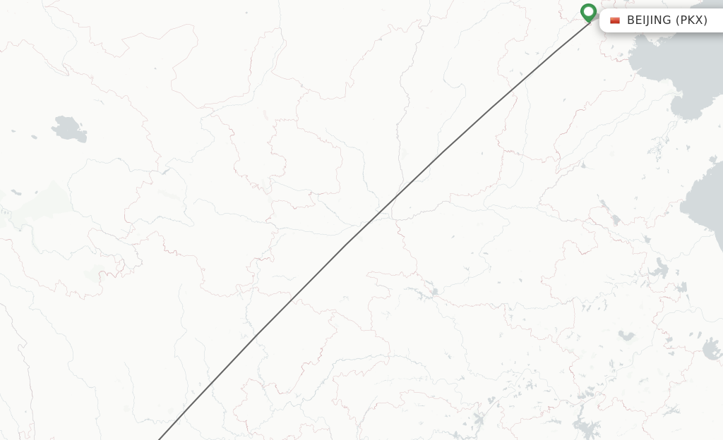 Flights from Beijing to Xichang route map