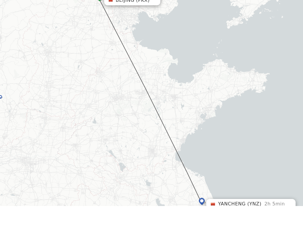 Flights from Beijing to Yancheng route map