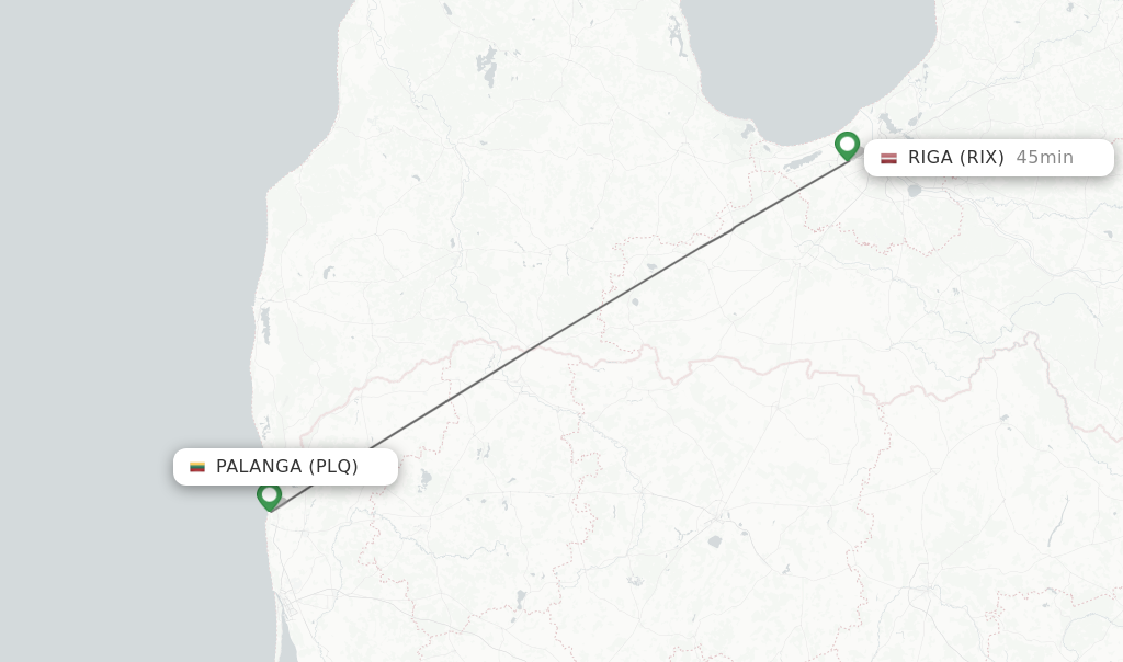 Flights from Palanga to Riga route map