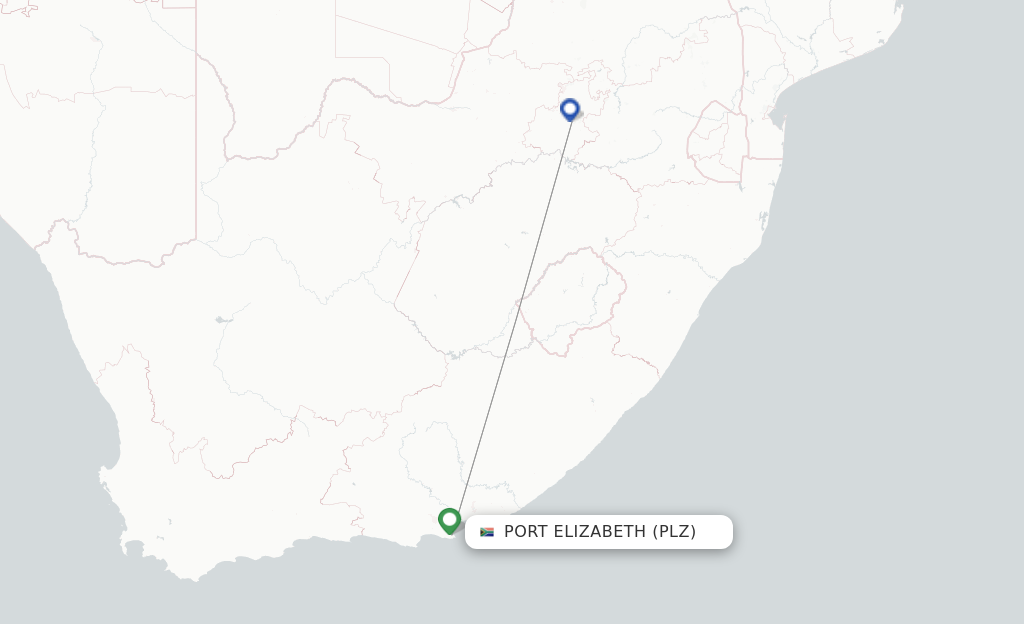 Route map with flights from Port Elizabeth with CemAir