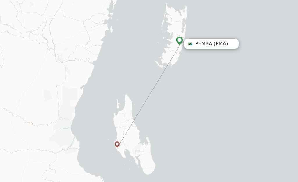 Route map with flights from Pemba with FlexFlight