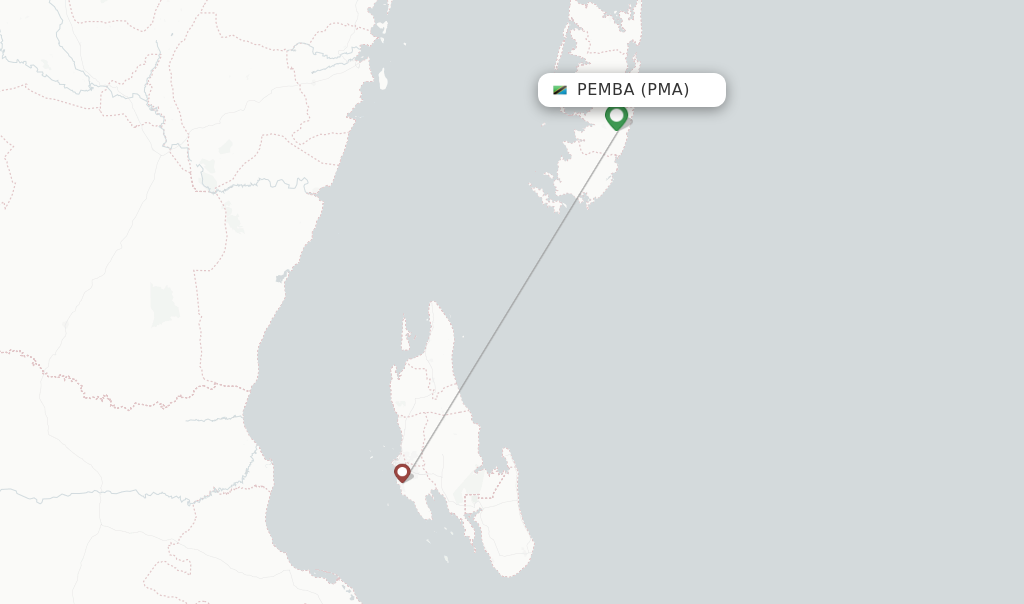 Flights from Pemba to Dar Es Salaam route map