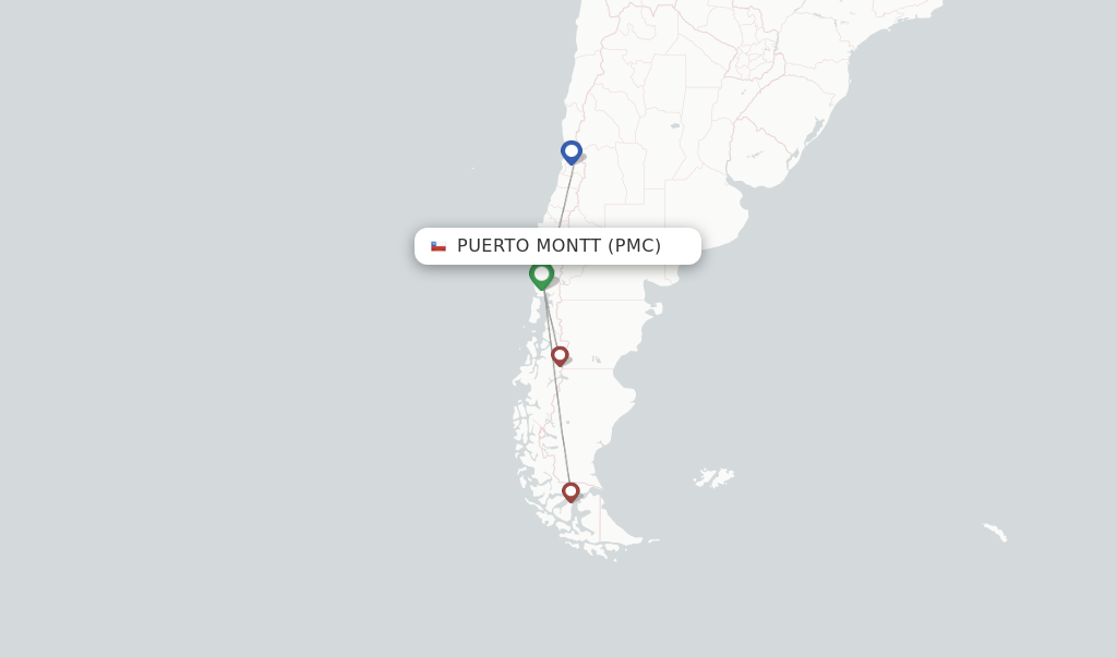Route map with flights from Puerto Montt with LATAM