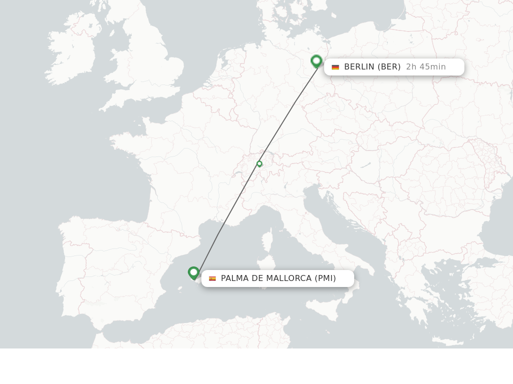 Flights from Palma De Mallorca to Berlin route map