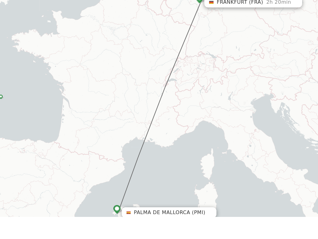 Flights from Palma De Mallorca to Frankfurt route map