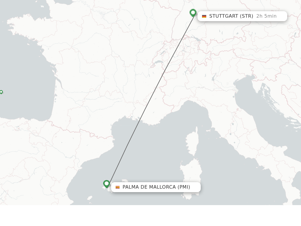 Flights from Palma De Mallorca to Stuttgart route map