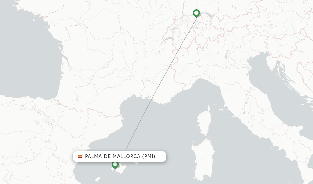 Route map with flights from Palma de Mallorca with Edelweiss
