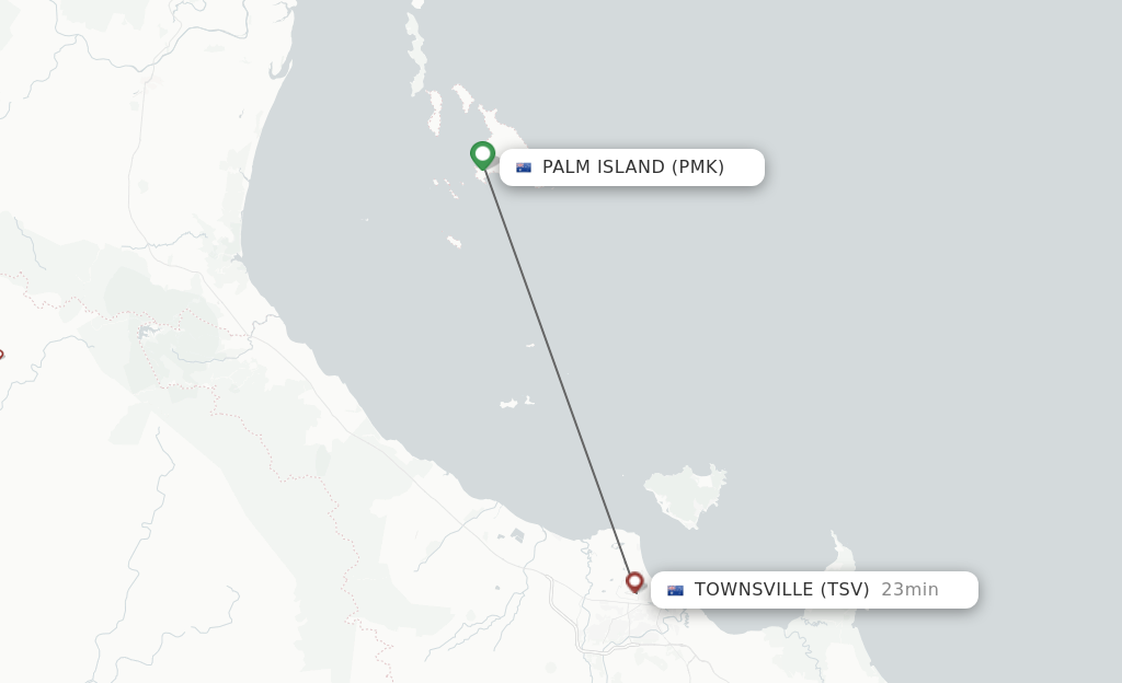 Flights from Palm Island to Townsville route map