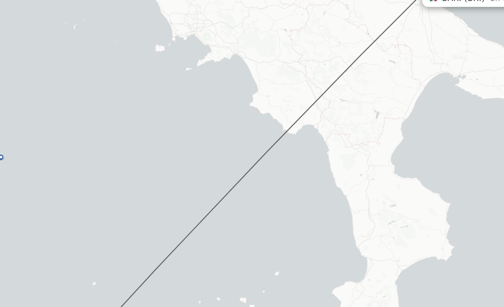 Flights from Palermo to Bari route map