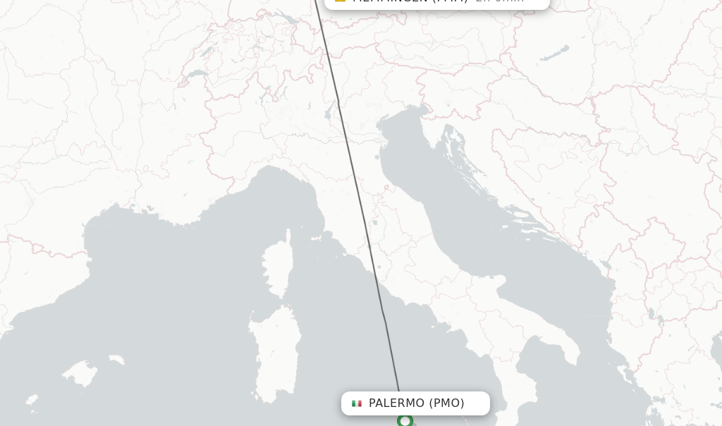 Flights from Palermo to Memmingen route map