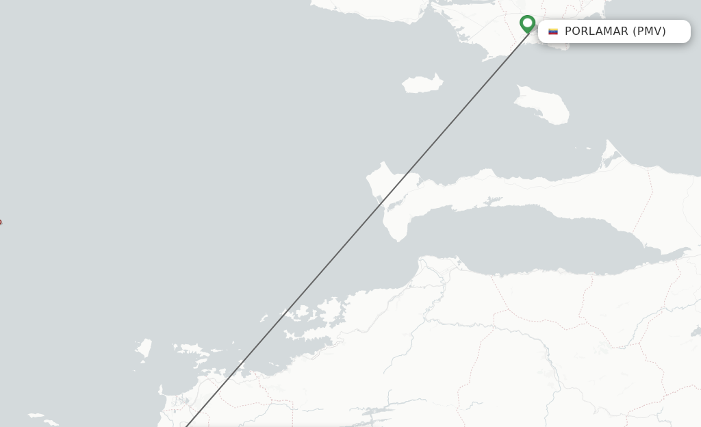 Flights from Porlamar to Barcelona route map