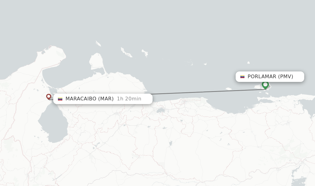 Flights from Porlamar to Maracaibo route map