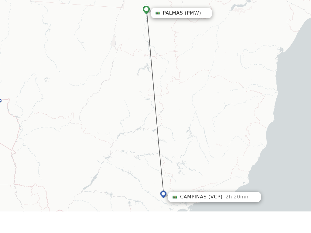 Flights from Palmas to Campinas route map