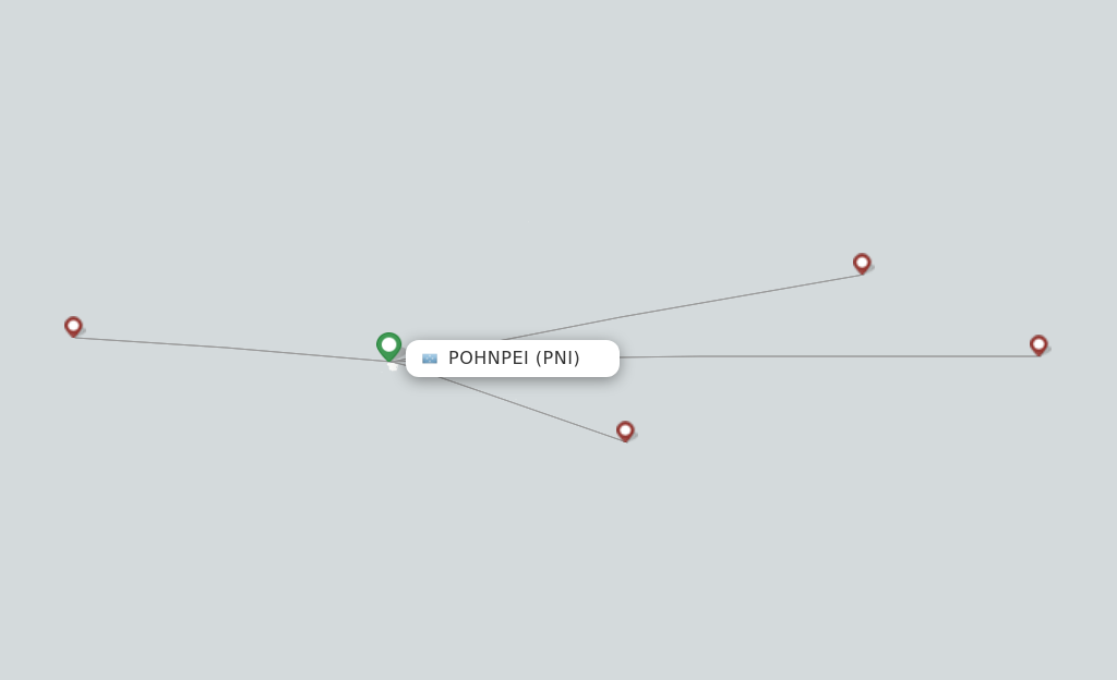 Route map with flights from Pohnpei, Caroline Islands with United