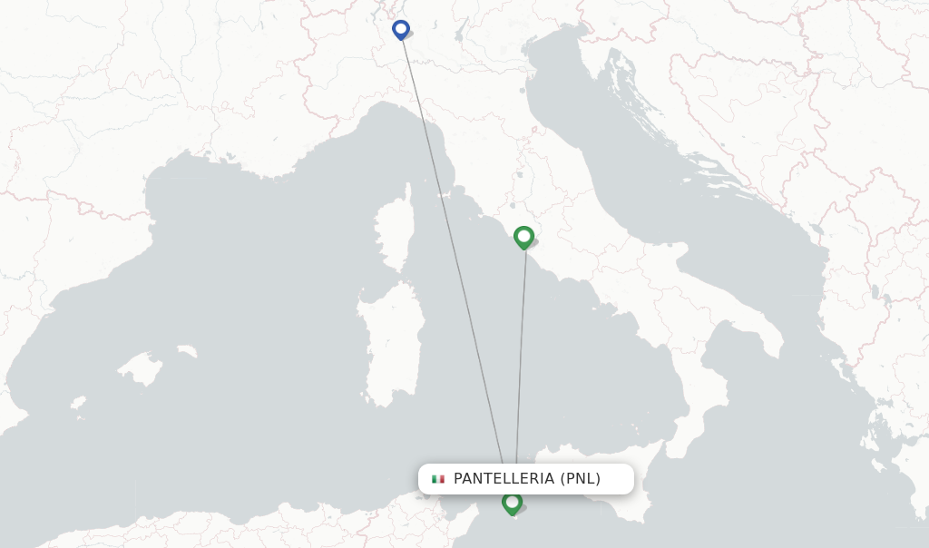 Route map with flights from Pantelleria with ITA Airways