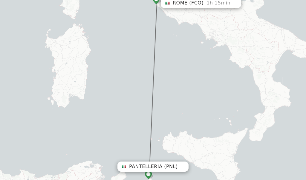 Flights from Pantelleria to Rome route map