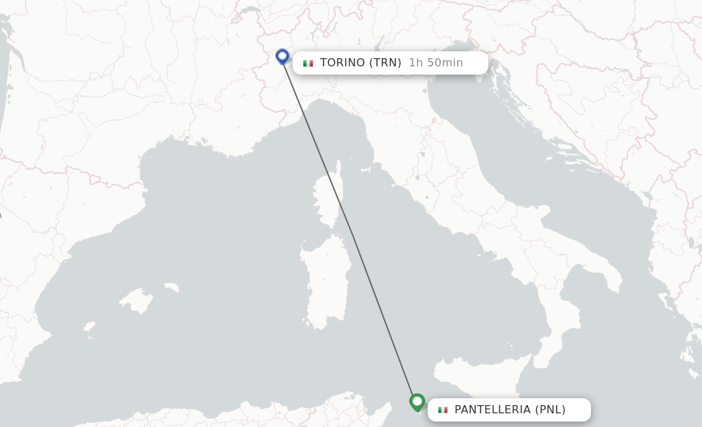 Flights from Pantelleria to Turin route map