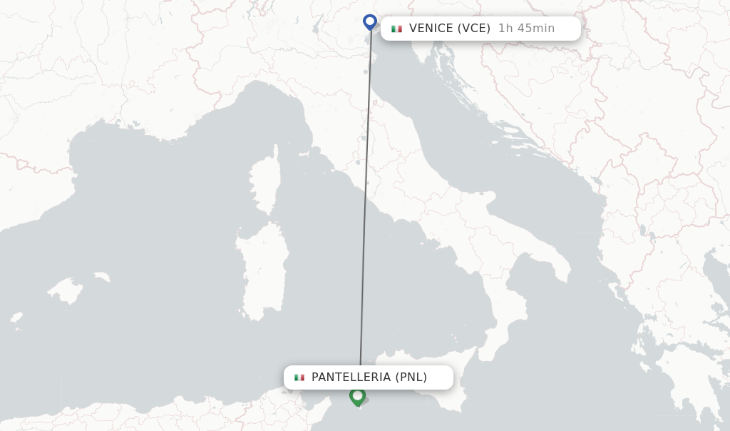 Flights from Pantelleria to Venice route map