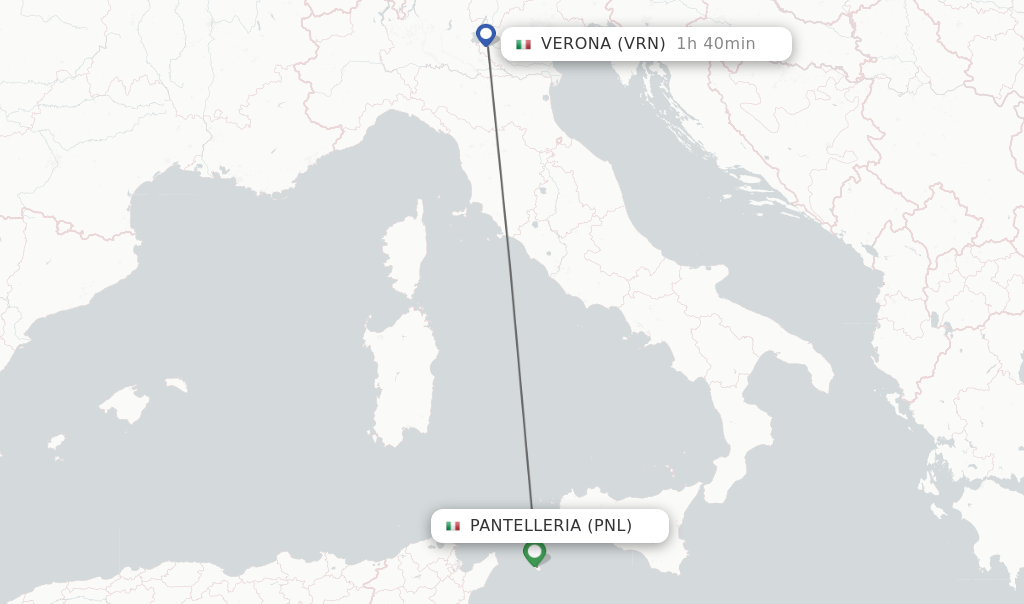 Flights from Pantelleria to Verona route map