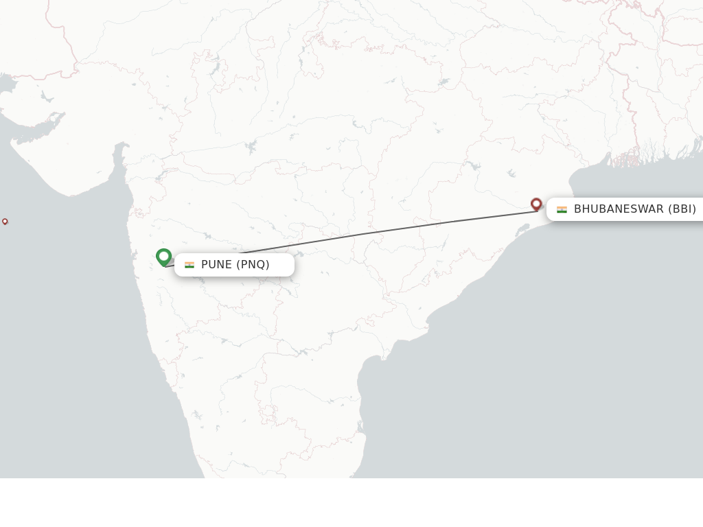 Flights from Pune to Bhubaneswar route map