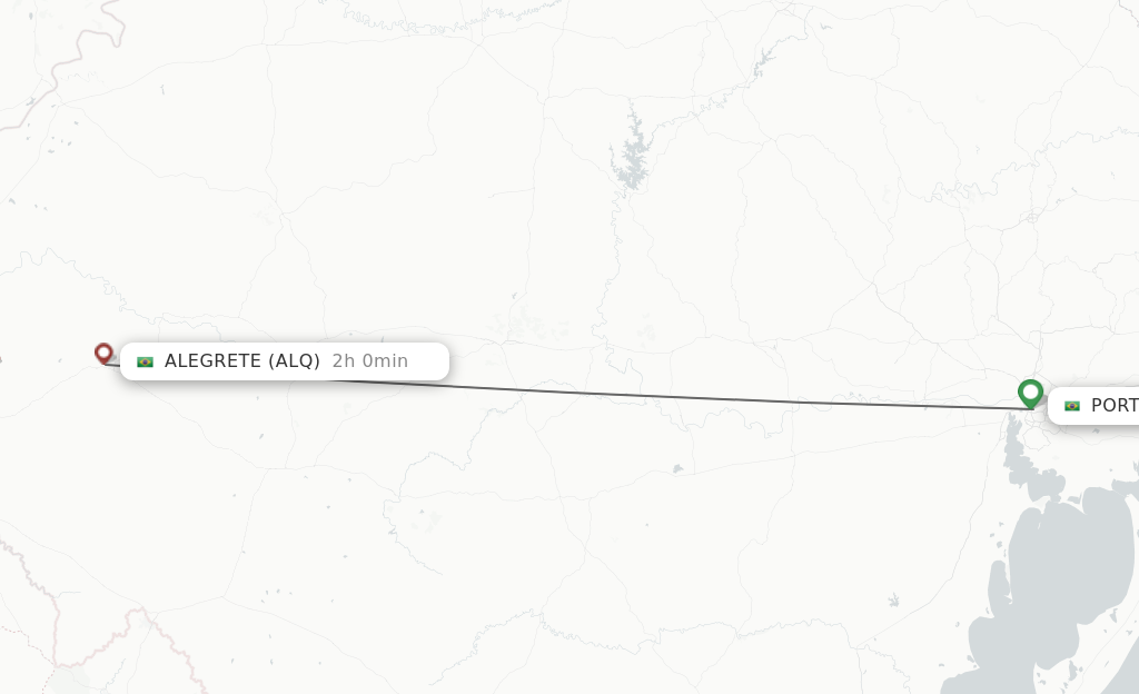 Flights from Porto Alegre to Alegrete route map