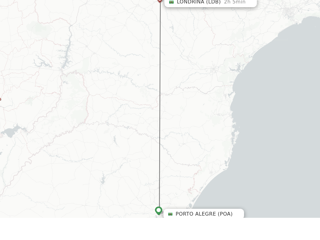 Flights from Porto Alegre to Londrina route map