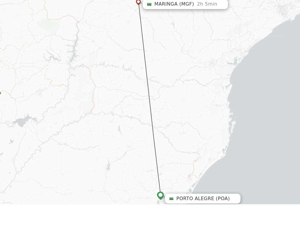 Flights from Porto Alegre to Maringa route map