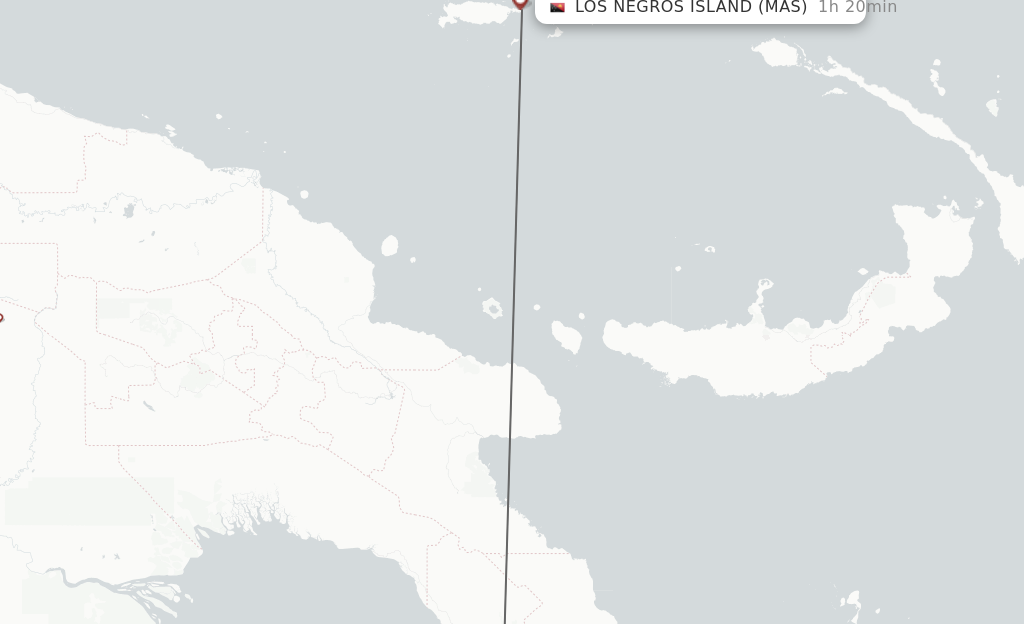 Flights from Port Moresby to Manus Island route map