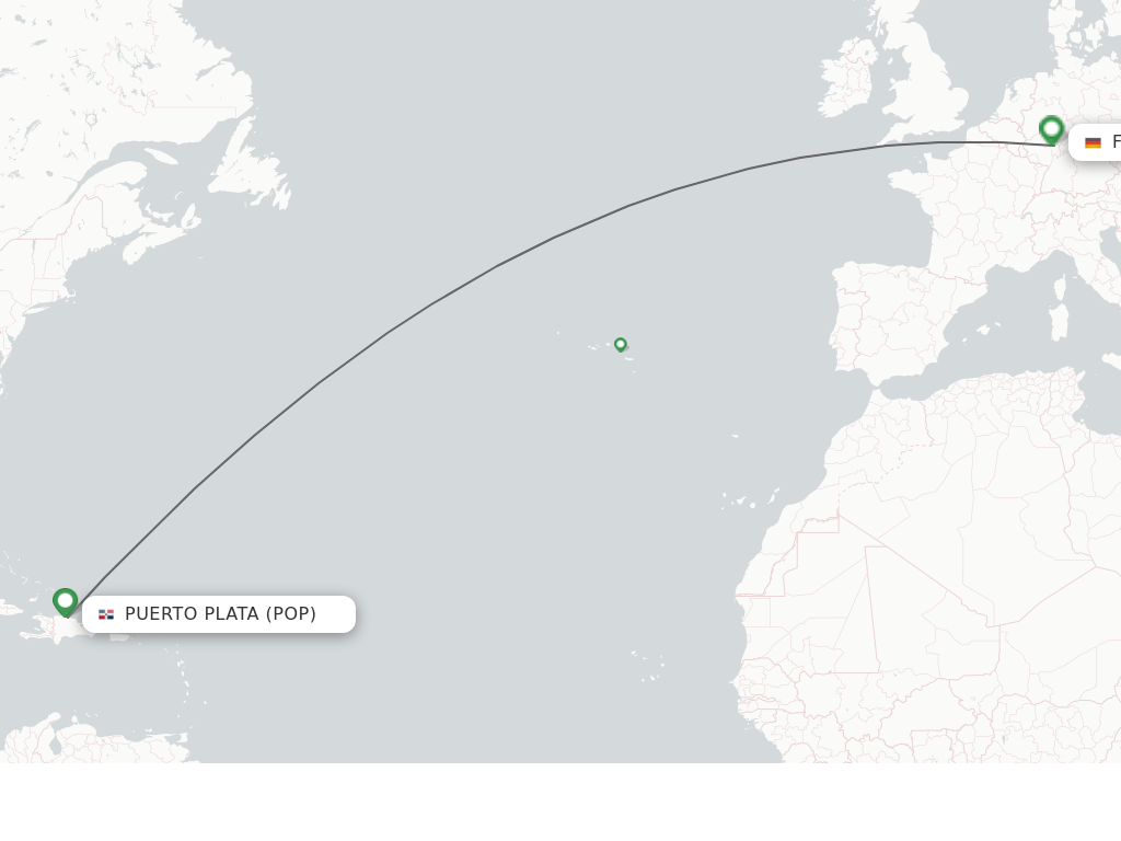 Flights from Puerto Plata to Frankfurt route map
