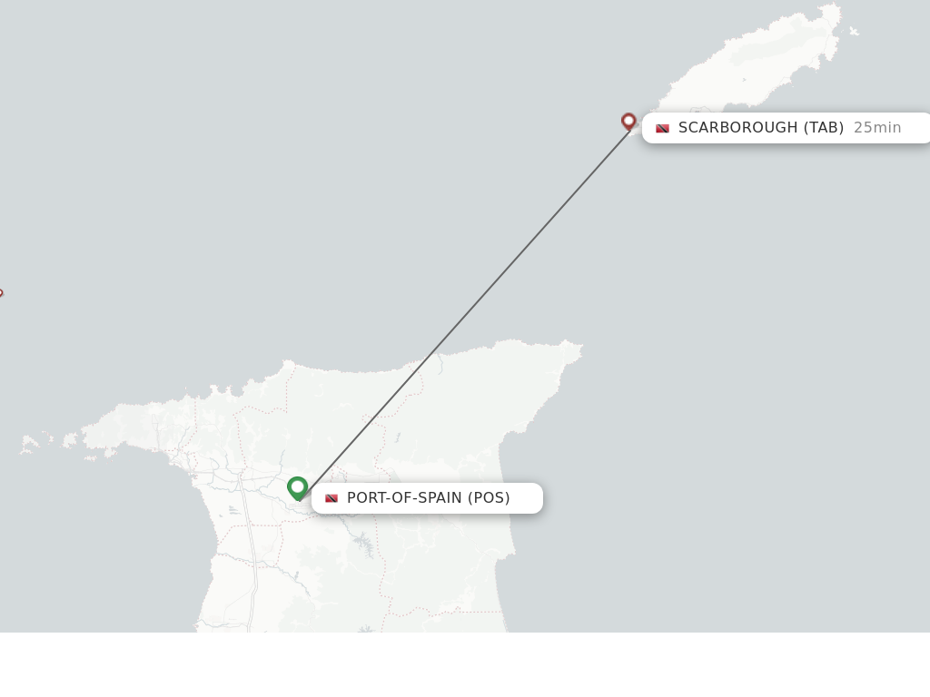 Flights from Port Of Spain to Tobago route map