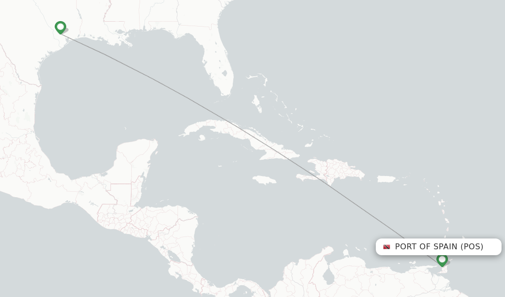 Route map with flights from Port Of Spain with United