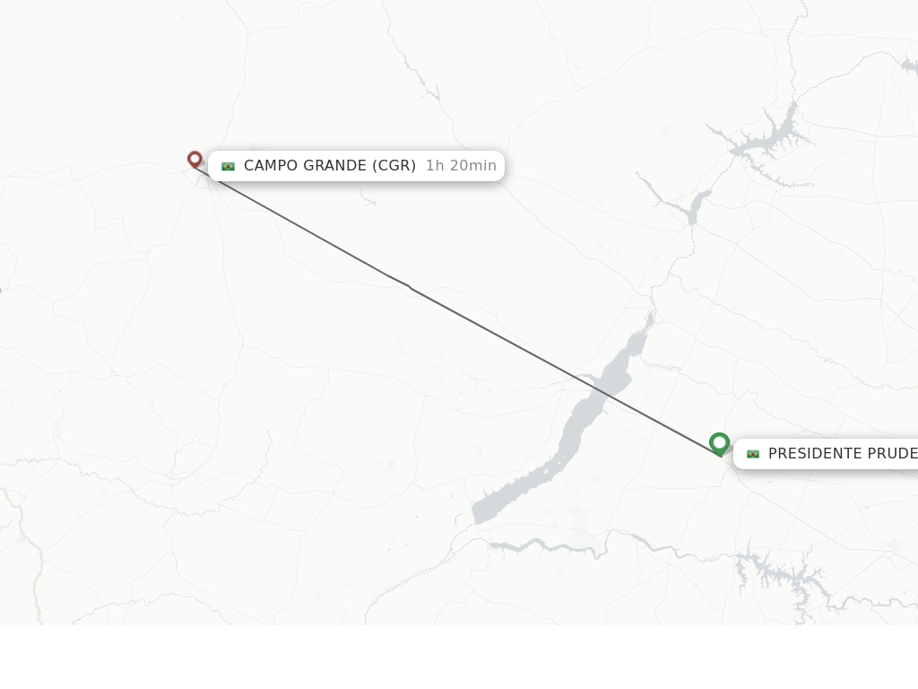 Flights from Presidente Prudente to Campo Grande route map