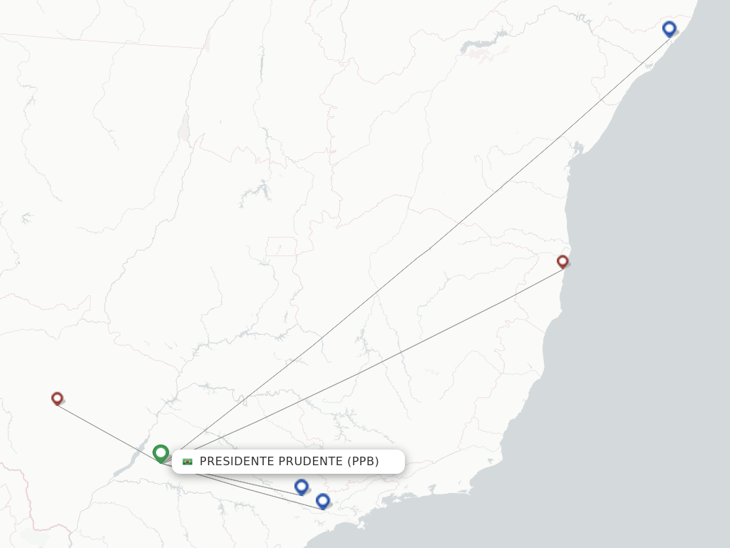 Flights from Presidente Prudente to Sao Paulo route map