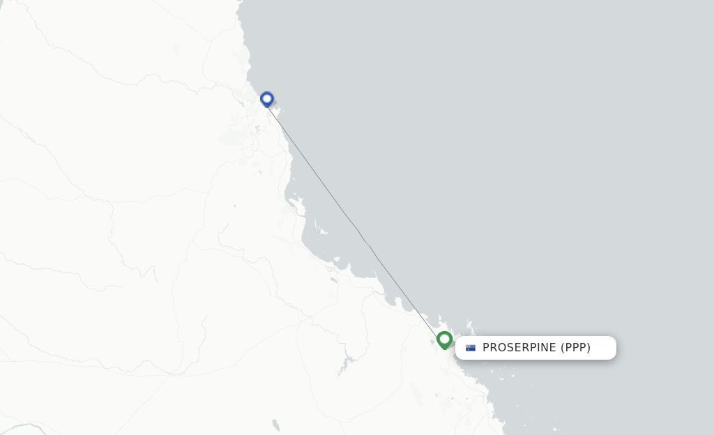 Route map with flights from Proserpine with FlexFlight