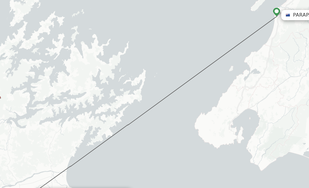 Flights from Paraparaumu to Blenheim route map