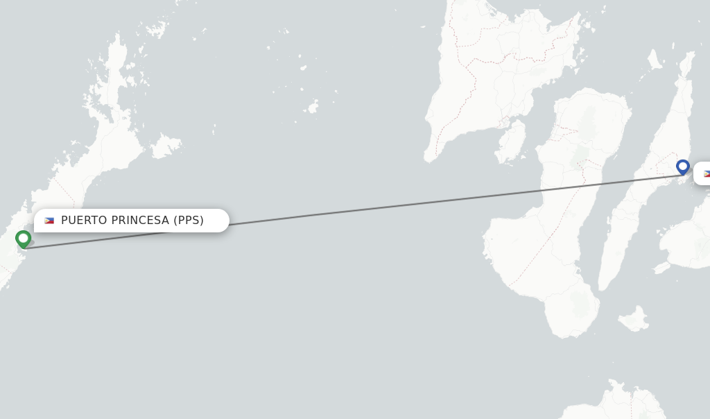 Flights from Puerto Princesa to Cebu City route map