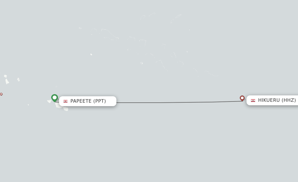 Flights from Hikueru to Papeete route map