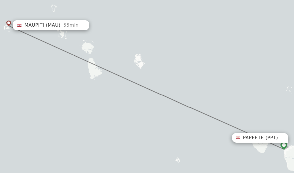 Flights from Papeete to Maupiti route map