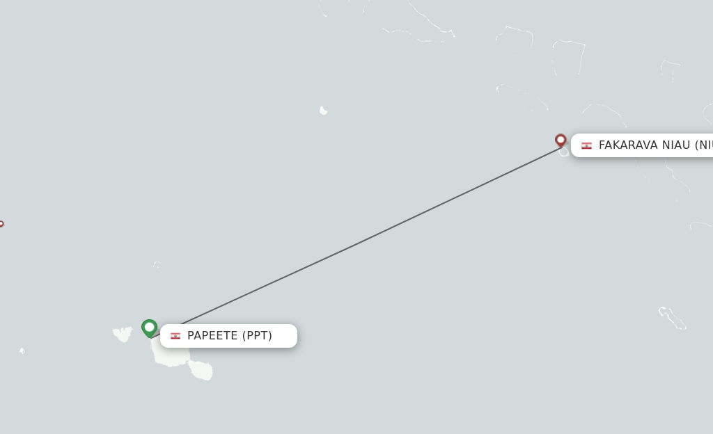 Flights from Papeete to Fakarava Niau route map