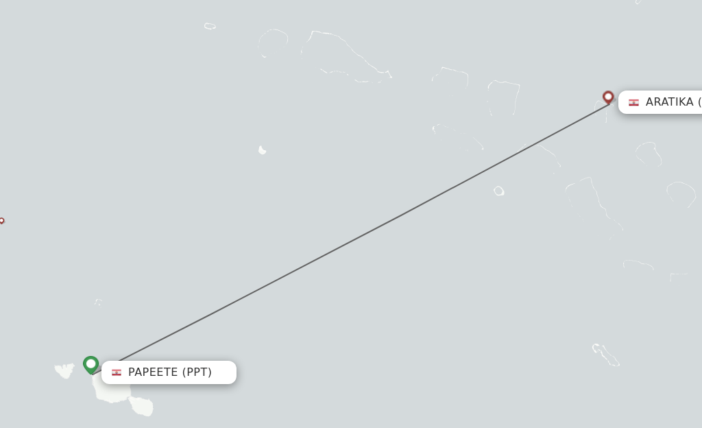 Flights from Aratika to Papeete route map