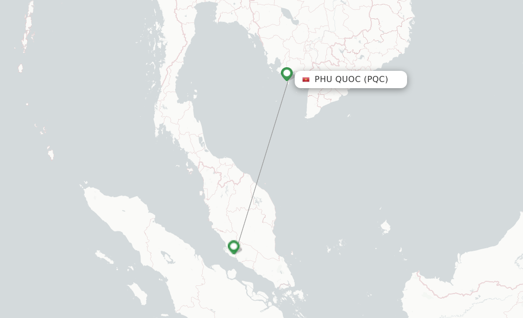 Route map with flights from Phu Quoc with AirAsia