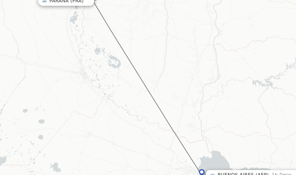 Flights from Parana to Buenos Aires route map