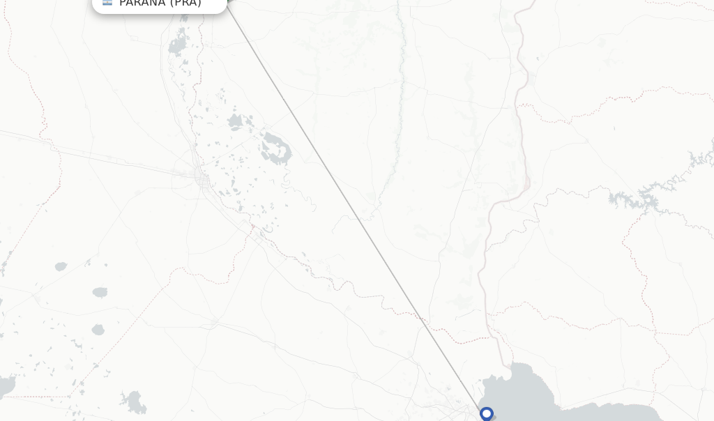 Route map with flights from Parana with Aerolineas Argentinas
