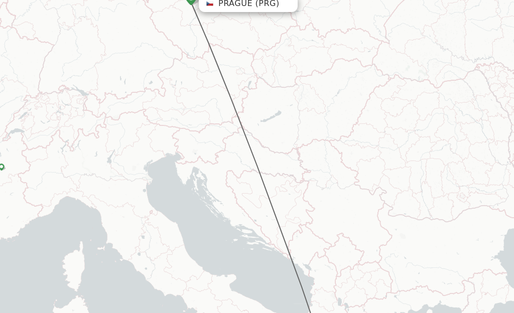Flights from Prague to Kerkyra route map