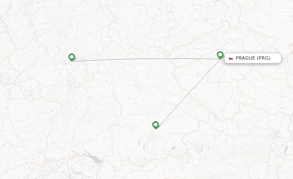 Route map with flights from Prague with Lufthansa