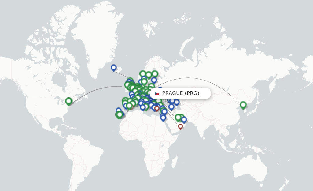 Flights from Prague to Moscow route map