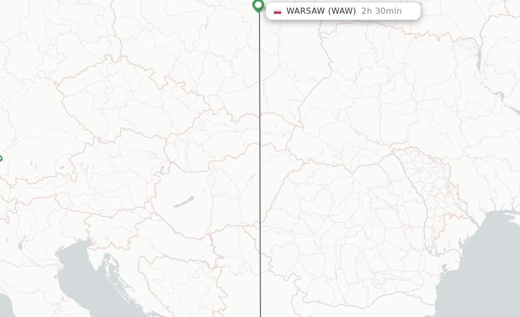 Flights from Pristina to Warsaw route map