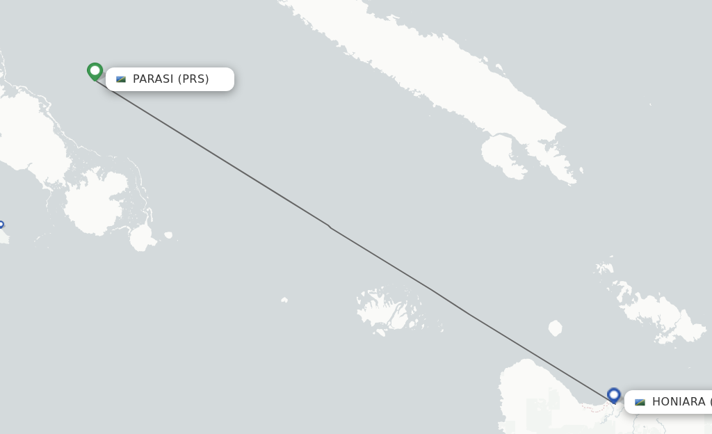Flights from Parasi to Honiara route map