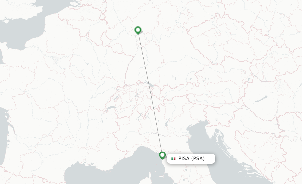 Route map with flights from Pisa with Air Dolomiti