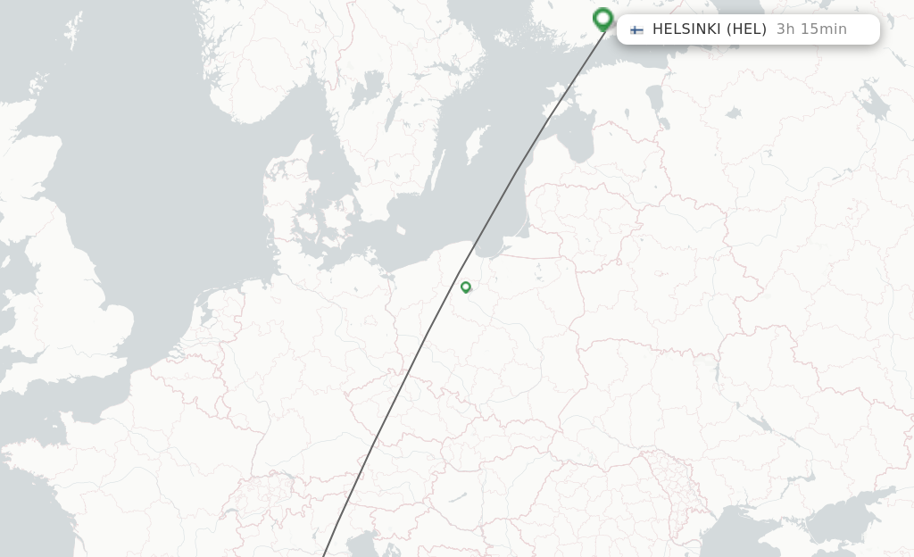 Flights from Pisa to Helsinki route map